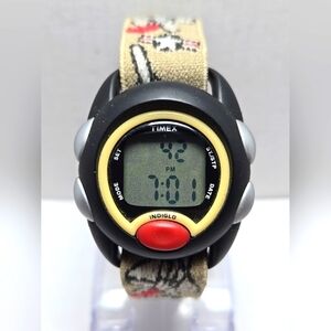 Timex Watch Kids Youth Black Round Military Jet Top Gun Indiglo New Battery